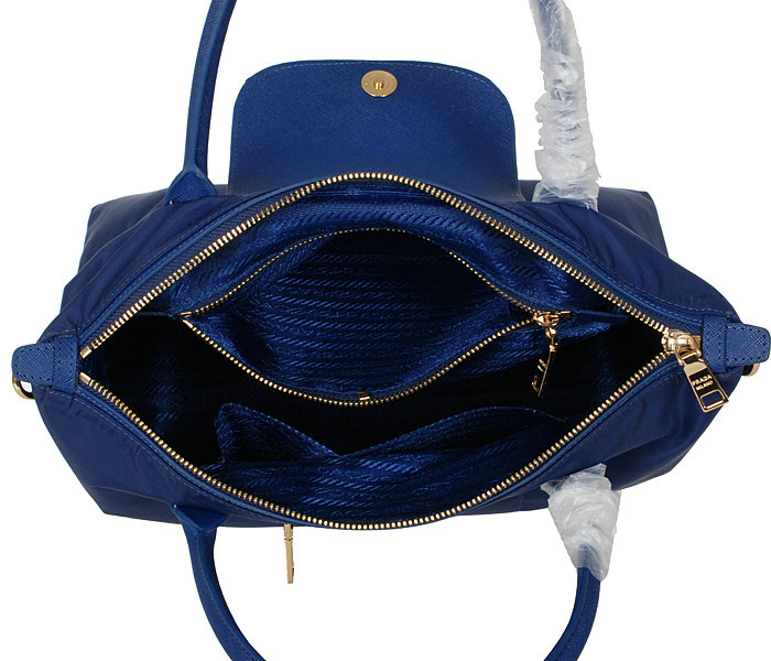 2014 Prada tessuto nylon shopper tote bag BN2107 dark blue - Click Image to Close